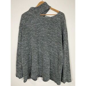 Simple by Suzanne Betro NWT Gray Ribbed Mock-Neck Single‎ Cutout Sweater Size 3X